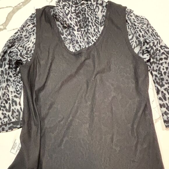 George | Women’s Animal Print 3/4 Sleeve Top Shirt Blouse Black White Size Small - Picture 13 of 16